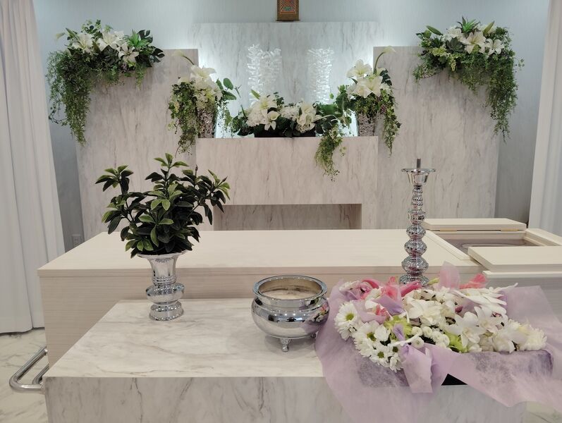 葬儀事例: 中川野田ホール　ご家族様のご希望の湯灌、盛花でお別れ