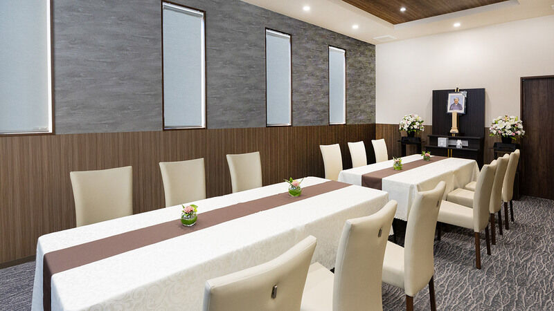 愛昇殿レクストの杜 柏森 ご親族でゆっくりとお食事を囲める落ち着いた会席ホール