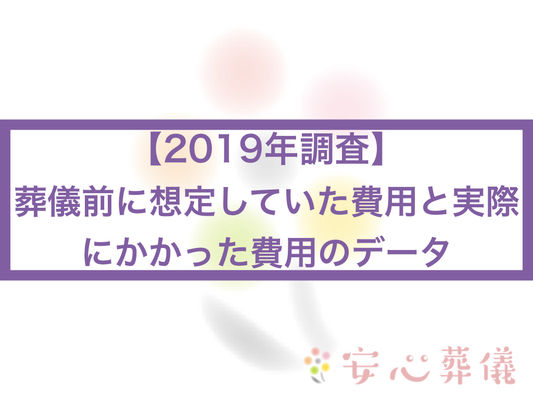 (2019年調査)葬儀前に想定していた費用と実際にかかった費用のデータ