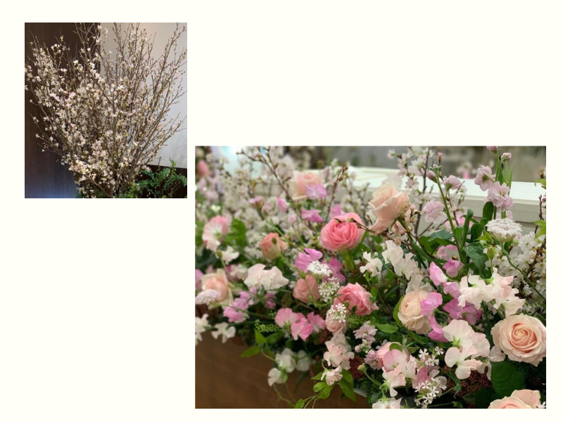 葬儀事例: 桜をあしらった祭壇